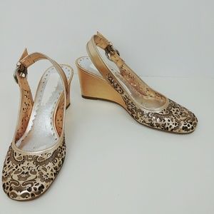 BCBGirls Rose Gold Sling Back Wedges